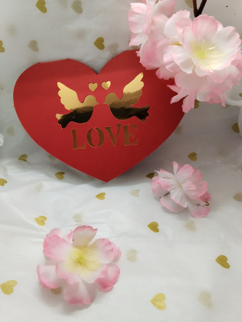 ❤️ Carte de Saint-Valentin faite main – Cœur ailé doré ou imprimé bois