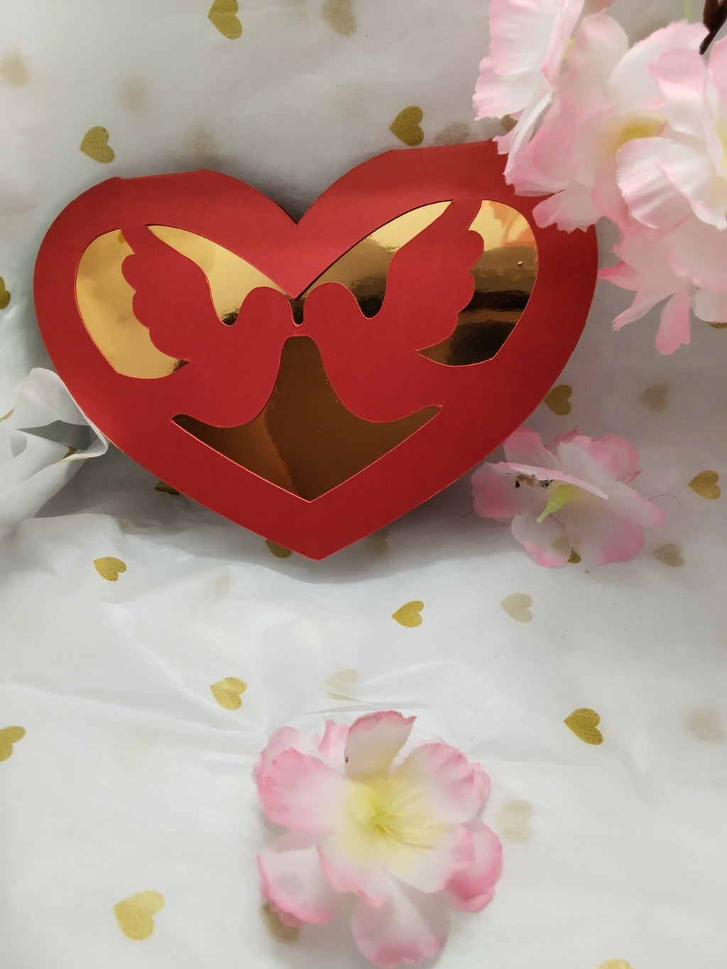 ❤️ Carte de Saint-Valentin faite main – Cœur ailé doré ou imprimé bois